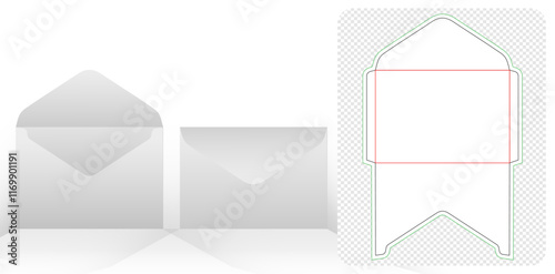 die cut envelope templates isolated background for your message, packaging branding, products compartments unique designs, minimalist conceptual holder, wedding invitation envelopes, container die cut