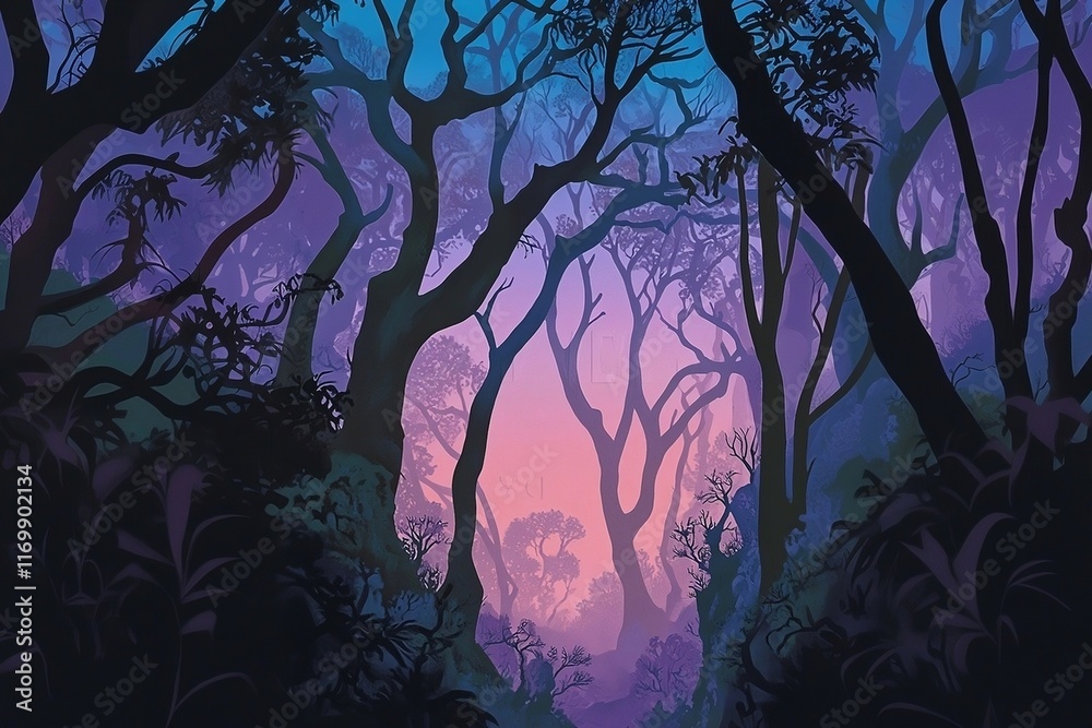 Naklejka premium spooky halloween forest at night