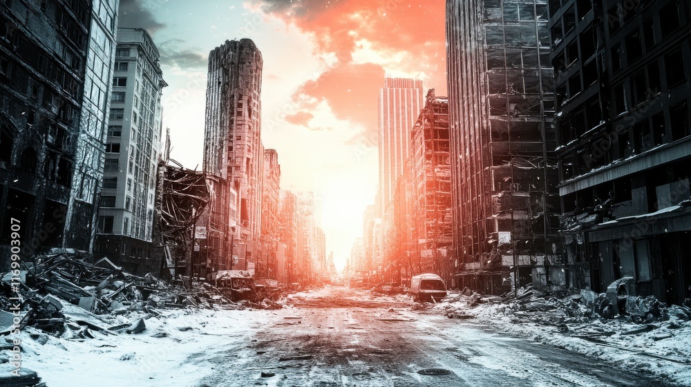 Obraz premium Urban Disaster Preparedness in High Contrast Light