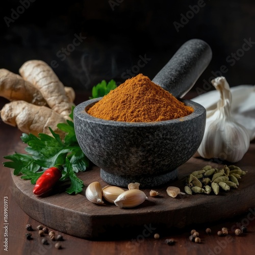 Curcumin: bioactive compound, yellow pigment, therapeutic agent, spice essence, natural supplement, inflammation reducer, wellness ingredient, holistic remedy, health aid, traditional use. photo