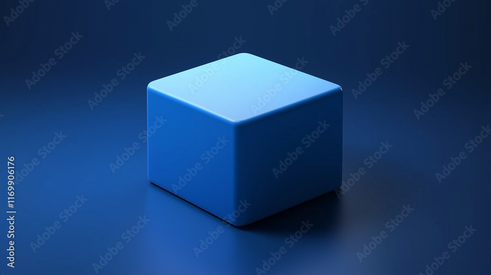 3D Blue Cube on a Dark Blue Background 3D Blue Cube on a Dark Blue Background