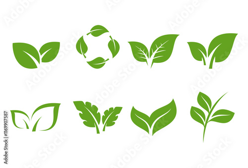 green leaf icons set vector template
