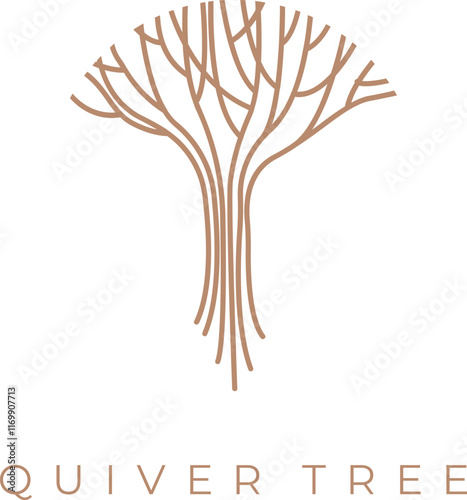 african quiver tree line art logo design