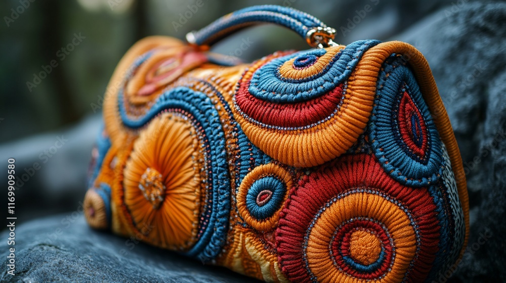 Obraz premium Exquisitely Embroidered Handbag Detailed Circular Patterns