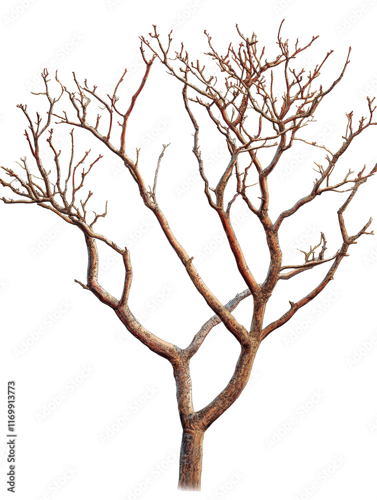 A barren tree with intricate branches. A barren tree with intricate branches.