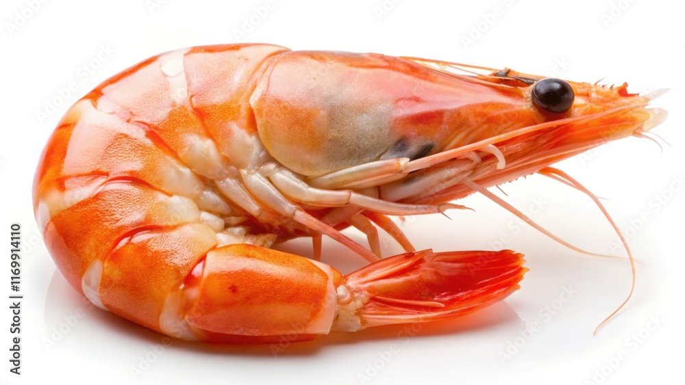Close-up of succulent, peeled shrimp, isolated on a white background; ready-to-eat seafood perfection. Close-up of succulent, peeled shrimp, isolated on a white background; ready-to-eat seafood perfection.