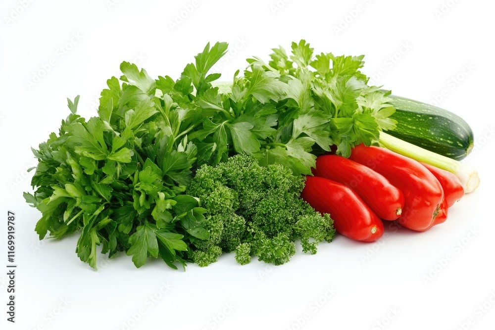 Bunch of vegetables including cucumbers, peppers, and celery. The vegetables are arranged in a way that they look like they are ready to be eaten Bunch of vegetables including cucumbers, peppers, and celery. The vegetables are arranged in a way that they look like they are ready to be eaten