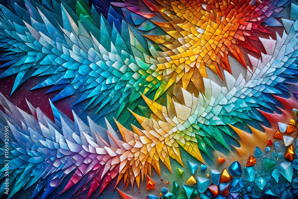 Obraz premium Geometric Background a pattern of glowing multicolor ice mosaic
