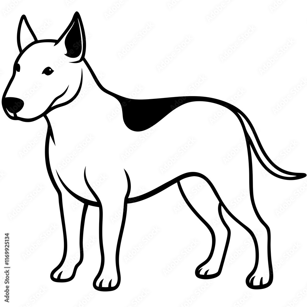 Bull Terrier Silhouette Vector on White Background Bull Terrier Silhouette Vector on White Background