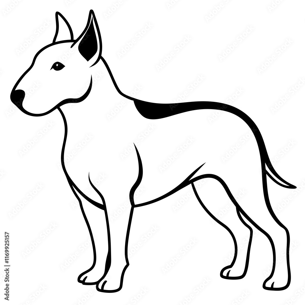Bull Terrier Silhouette Vector on White Background Bull Terrier Silhouette Vector on White Background