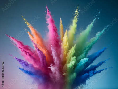 Gradient Background Colorful Powder Splash In The Air