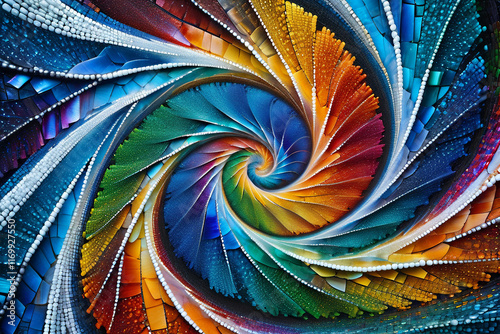 Geometric Background  Fibonacci spiral  background  a pattern of glowing multicolor ice mosaic   