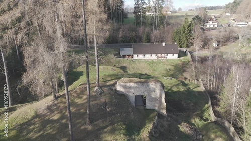 Ruins of the castle Porsin. Ruins of the Gothic castle Porsin in the Czech Republic. photo