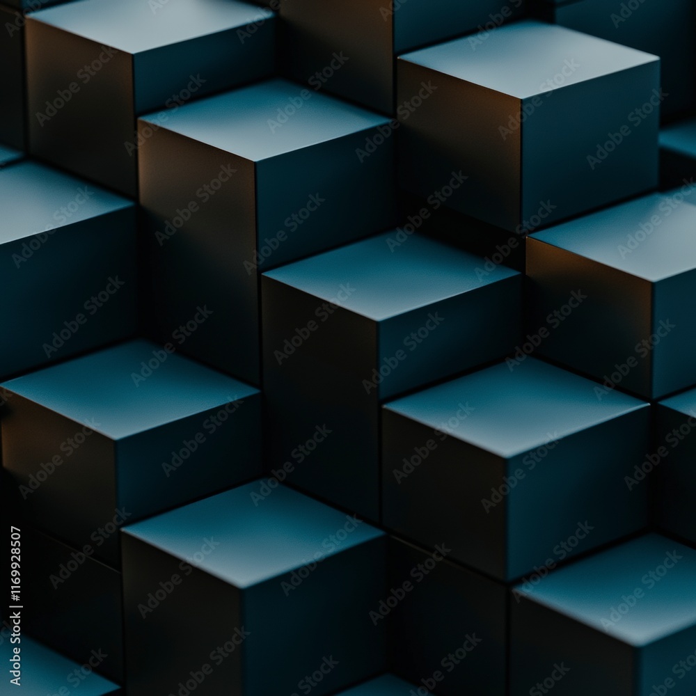 Abstract Dark Cube Pattern 3D Render Geometric Tech Background Abstract Dark Cube Pattern 3D Render Geometric Tech Background