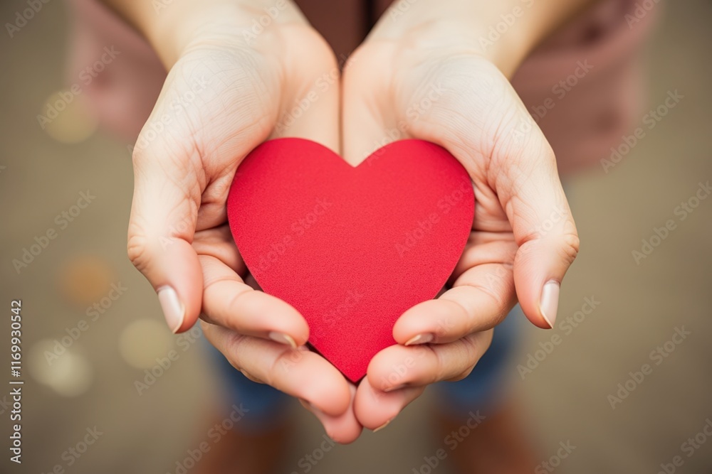 Hands Holding Red Heart Shape Symbolizing Love and Care, Perfect for Valentine's Day or Relationship Themes Hands Holding Red Heart Shape Symbolizing Love and Care, Perfect for Valentine's Day or Relationship Themes