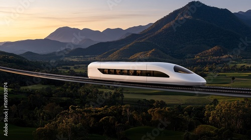 Wallpaper Mural Modern Train Traveling Through Scenic Landscape Torontodigital.ca