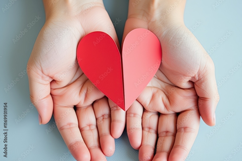 Hands holding red heart shapes symbolizing love and care, perfect for Valentine's Day or relationship themes. Hands holding red heart shapes symbolizing love and care, perfect for Valentine's Day or relationship themes.