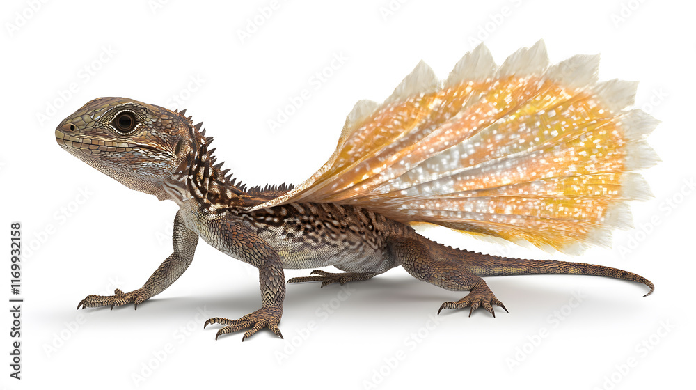 Fototapeta premium detailed 3D frilled lizard with vibrant textures and dramatic frills
