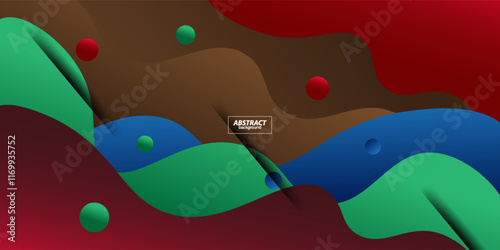 Abstract 3D wave liquid background design with brown and colorful pattern background combination. Vector eps10