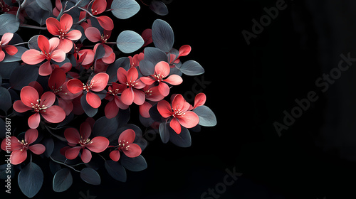 3d artistic portrayal of pistacia lentiscus shrub with bold black background. Sanguine. Illustration photo