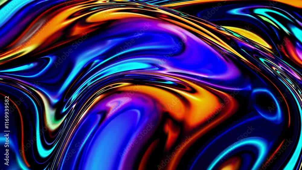 Colorful abstract liquid swirl pattern, vibrant digital art. Creativity and expression concept.