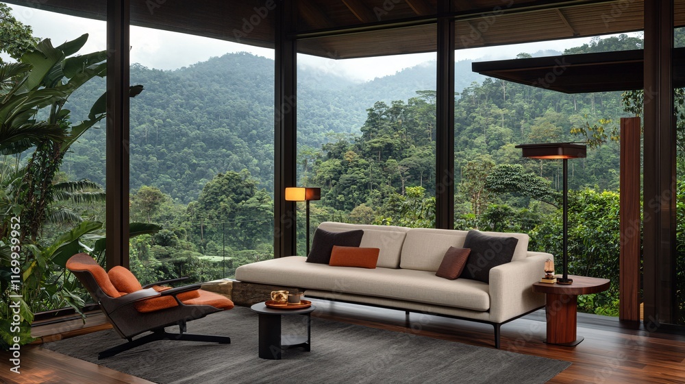 Fototapeta premium Modern Elegant Living Room with Scenic View