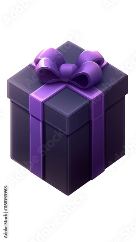 Shiny purple gift box with elegant bow. photo