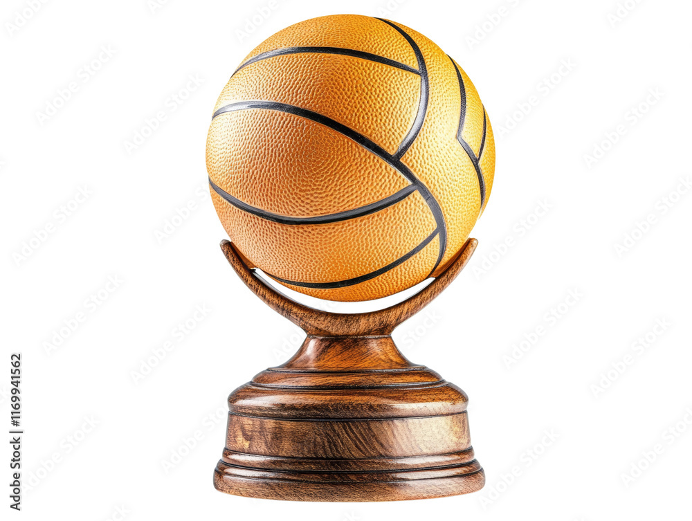 Stylish basketball trophy on a wooden base. Stylish basketball trophy on a wooden base.