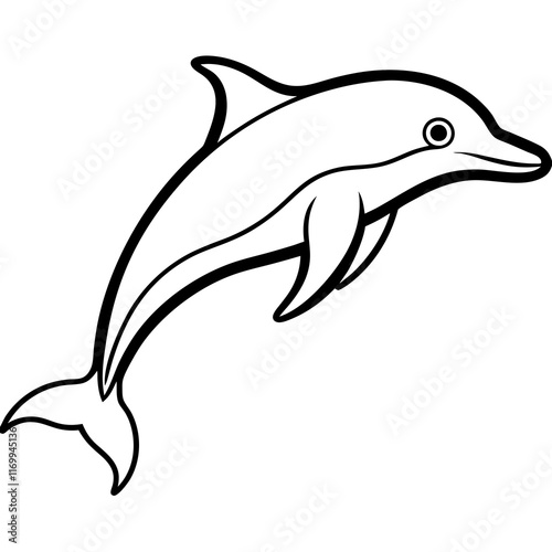 Bottlenose Dolphin Silhouette on White Background