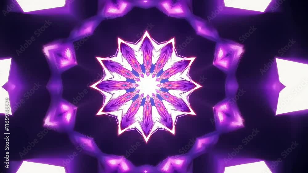 Another kaleidoscope pattern, focusing on a star-like shape with vivid purple tones, ideal for creative backgrounds. Another kaleidoscope pattern, focusing on a star-like shape with vivid purple tones, ideal for creative backgrounds.