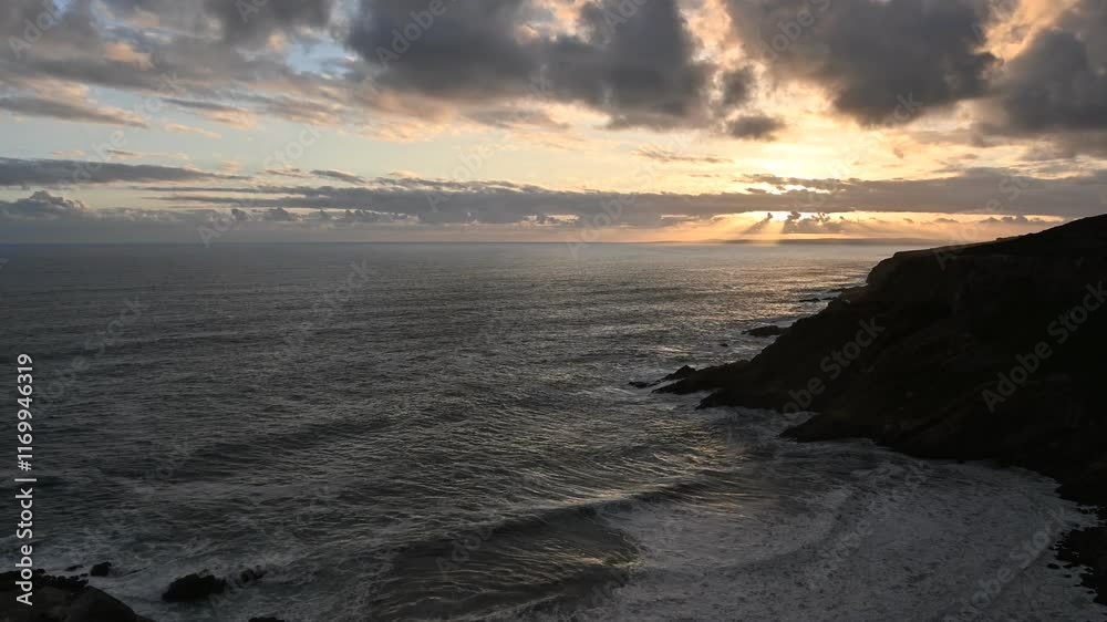 Sunset time lapse over the ocean in Mosselbay in South Africa.