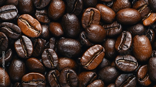 Close-up of roasted coffee beans.