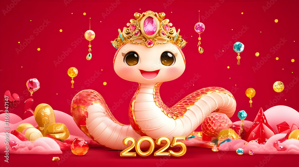 A cute golden snake lunar new year 2025 A cute golden snake lunar new year 2025