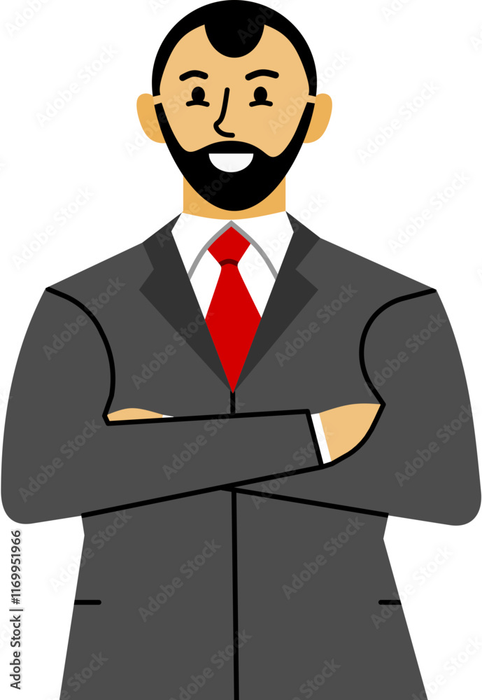 Businessman in formal suit folding arms and smiling Businessman in formal suit folding arms and smiling