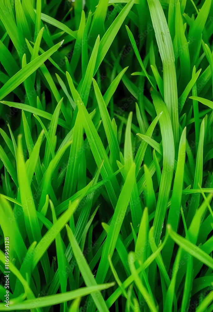 Lush Green Grass Blades Viewed From Above. Generative AI Lush Green Grass Blades Viewed From Above. Generative AI