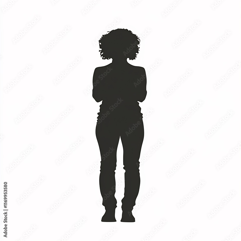 Stylish Minimalist Vector Silhouette of a Woman Standing. AI Generated