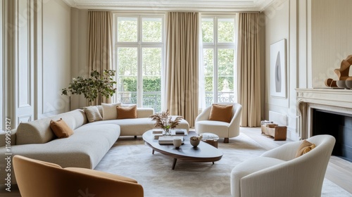 Wallpaper Mural Modern Living Room with Elegant Furniture and Natural Light Torontodigital.ca