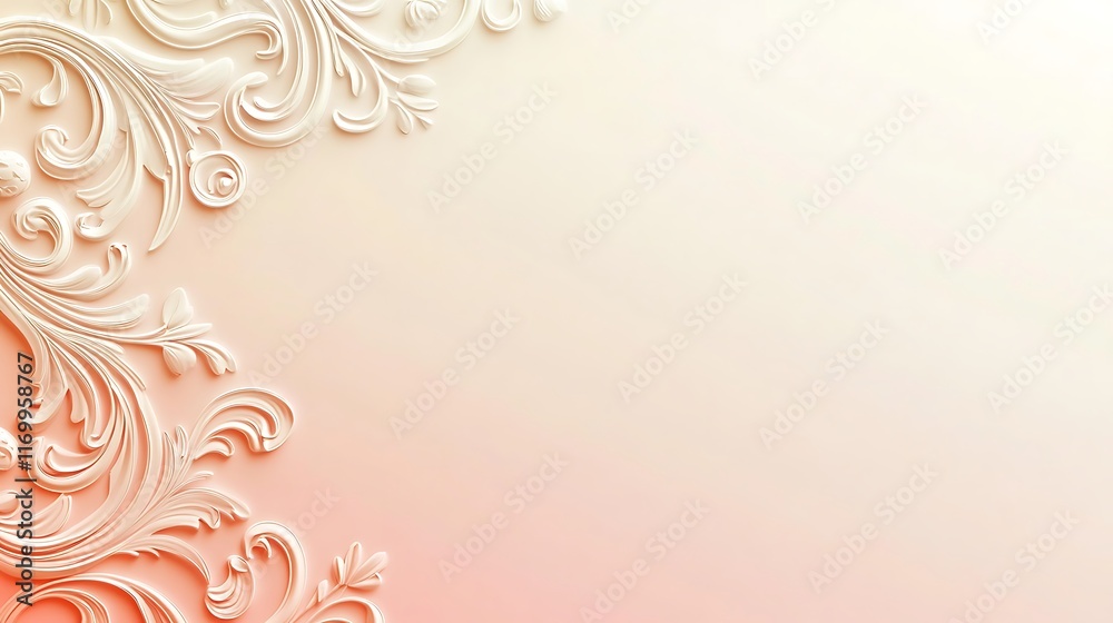 Elegant White Floral Design on Peach Background Elegant White Floral Design on Peach Background