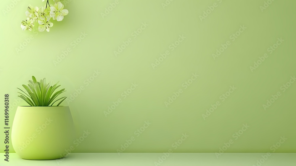 A light lime green gradient with a flower pot in the top left corner, creating a fresh and airy theme A light lime green gradient with a flower pot in the top left corner, creating a fresh and airy theme