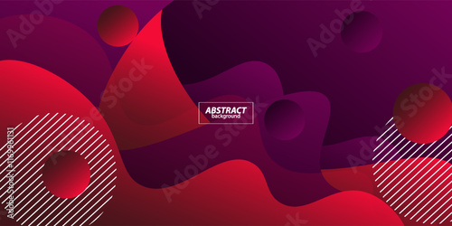 Red and purple geometric business banner design. Creative banner design with wave and circle shape as template. Simple design on horizontal banner. Vector eps10