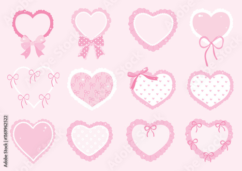 Whimsical Hand-Drawn Heart, Valentine's Day Stickers Vector Illustration