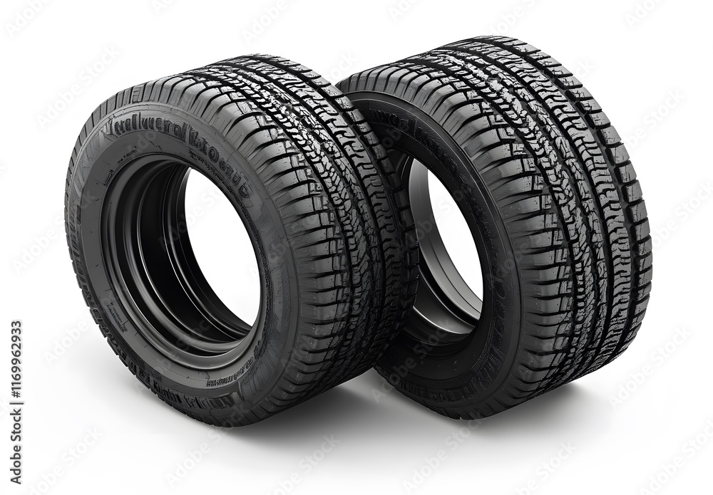 Two Black Car Tires Arranged Side By Side