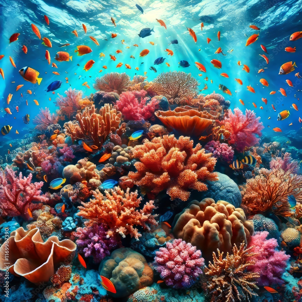 Fototapeta premium Coral Reefs Vibrant coral ecosystems teeming with marine life