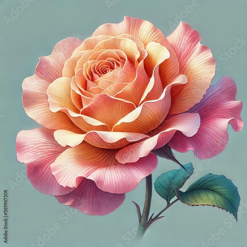 Coral Reef Rose A pastel orange pink rose with delicate swirling