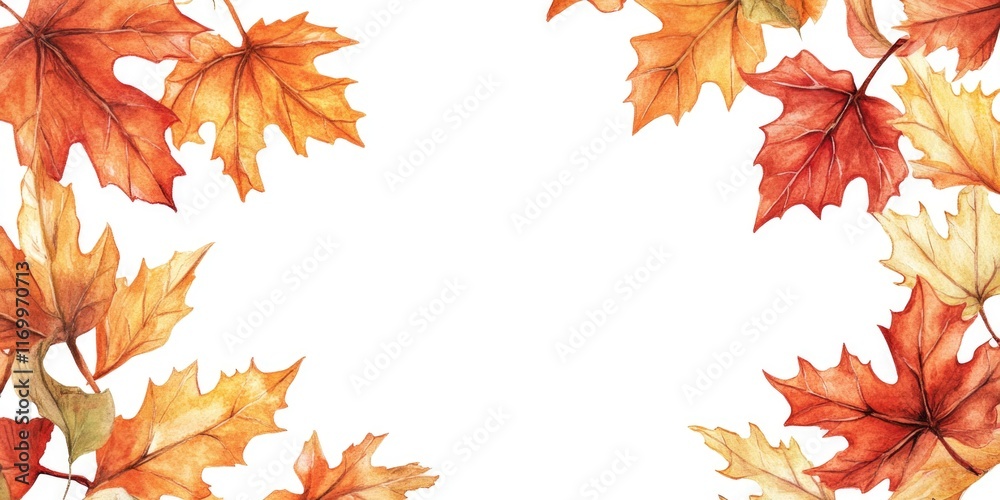 Fall decorative floral arrangement with maple leaves and acorns on a white background. Fall decorative floral arrangement with maple leaves and acorns on a white background.
