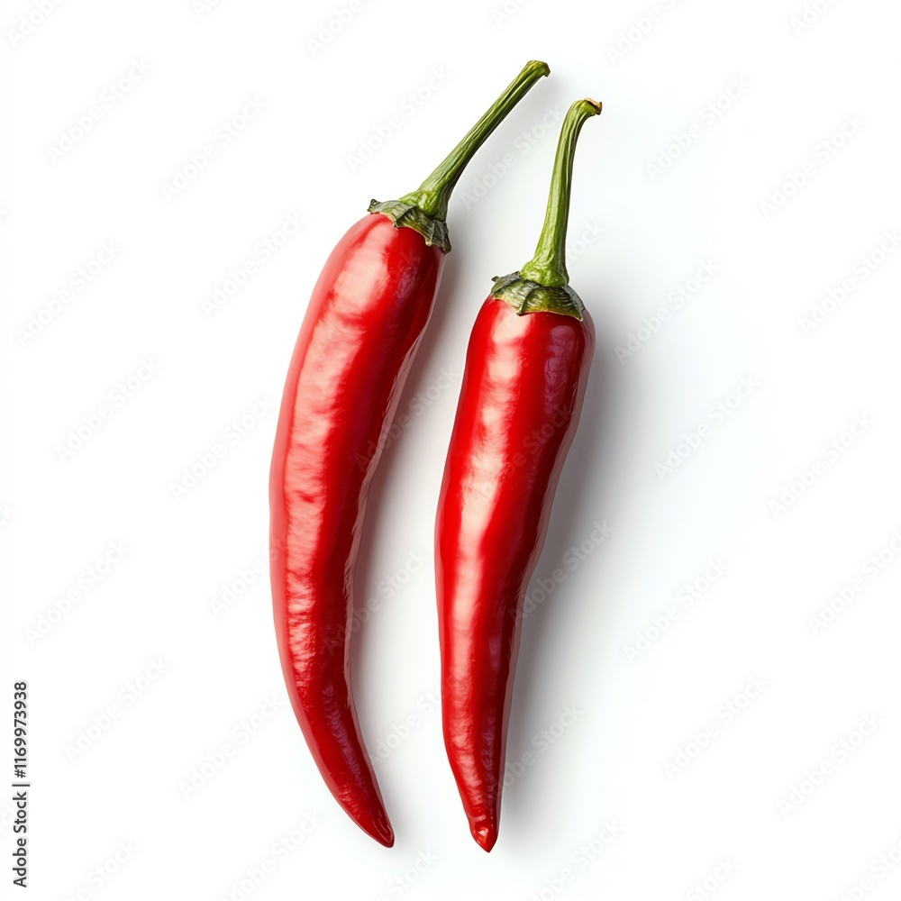 Two red chili peppers isolated on white background. (1) Two red chili peppers isolated on white background. (1)