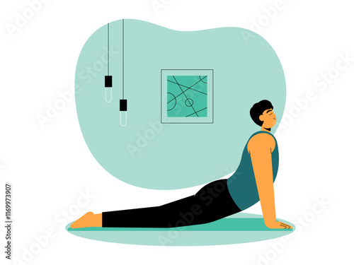 Man doing meditation. Meditation illustration. Flat vector illustration.