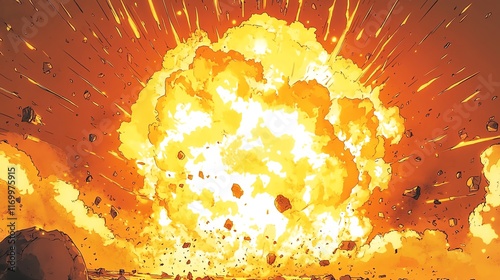 Explosive nuclear fireball at detonation point.