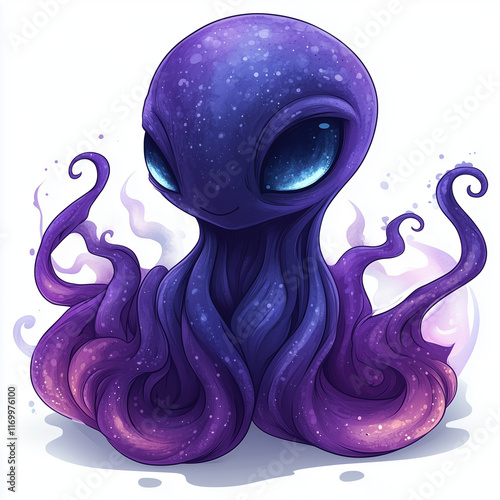 Esoteric, mysterious and unknown creature, in the form of an octopus, personifying alchemy, esotericism, new age, on a white background photo