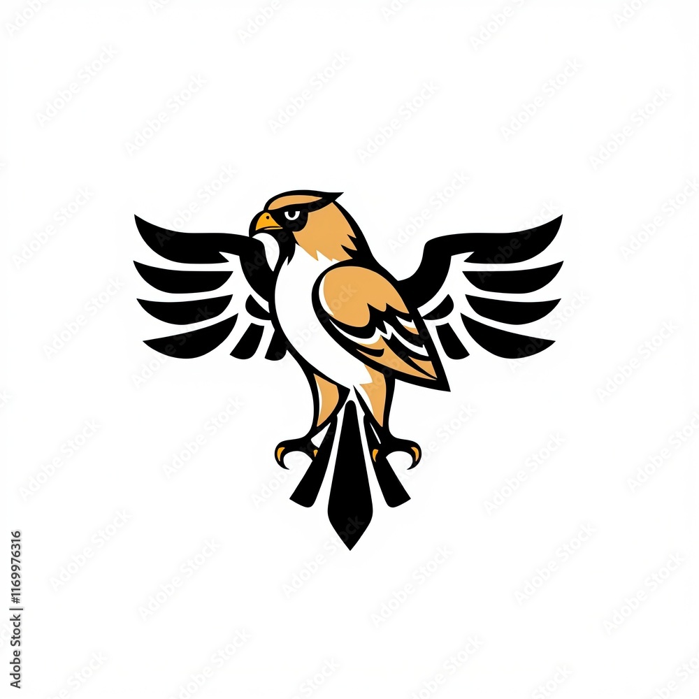 Naklejka premium Majestic Hawk Soaring with Powerful Wings